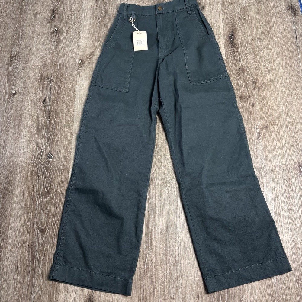 NEW Suk Workwear Green Construction Cotton Work Wide Leg Pants Women's Size 6